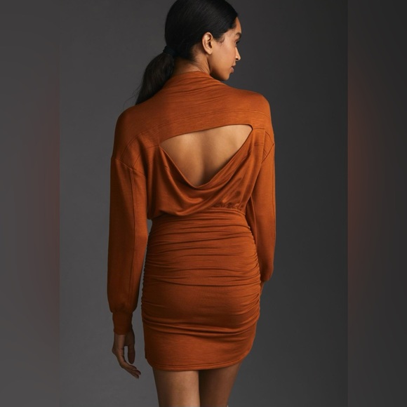 Anthropologie Daily Practice Dress Ruched open back rust brown New 2X NWOT - Picture 8 of 9